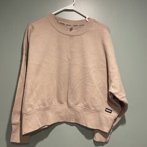 DKNY Sport Women's Sz M Cropped Logo Crew Neck TAN